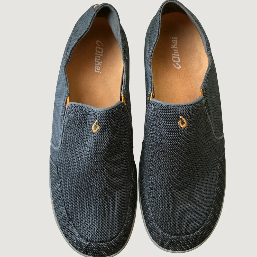 OluKai Nohea Mesh Mens Slip On Shoes Charcoal Dark Shadow 10188-4242 Size 13